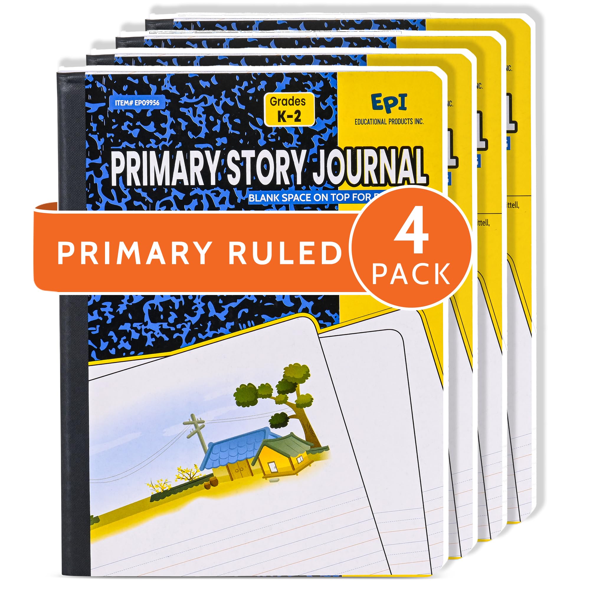 4 Pack - EPI Marble Hardcover Wide Ruled Composition Notebook | 200 Pages (100 Sheets), 9.75 x 7.5 in, Sturdy Sewn Binding | School, Office, Journaling, Notes