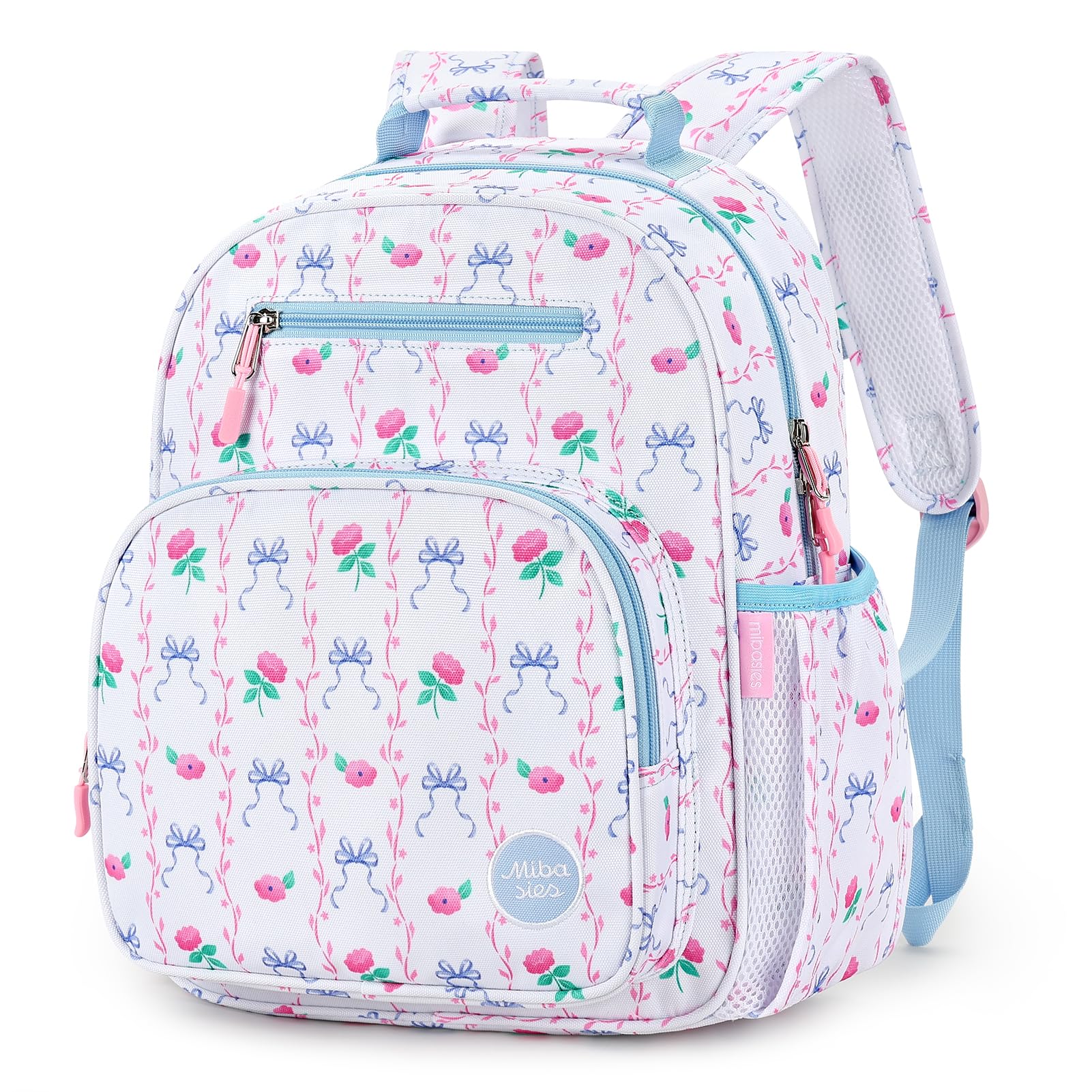 mibasies Kids Backpack for Girls: Girls Backpack 5-8 - Kindergarten Elementary School Bookbag for Girl - Flower Pink