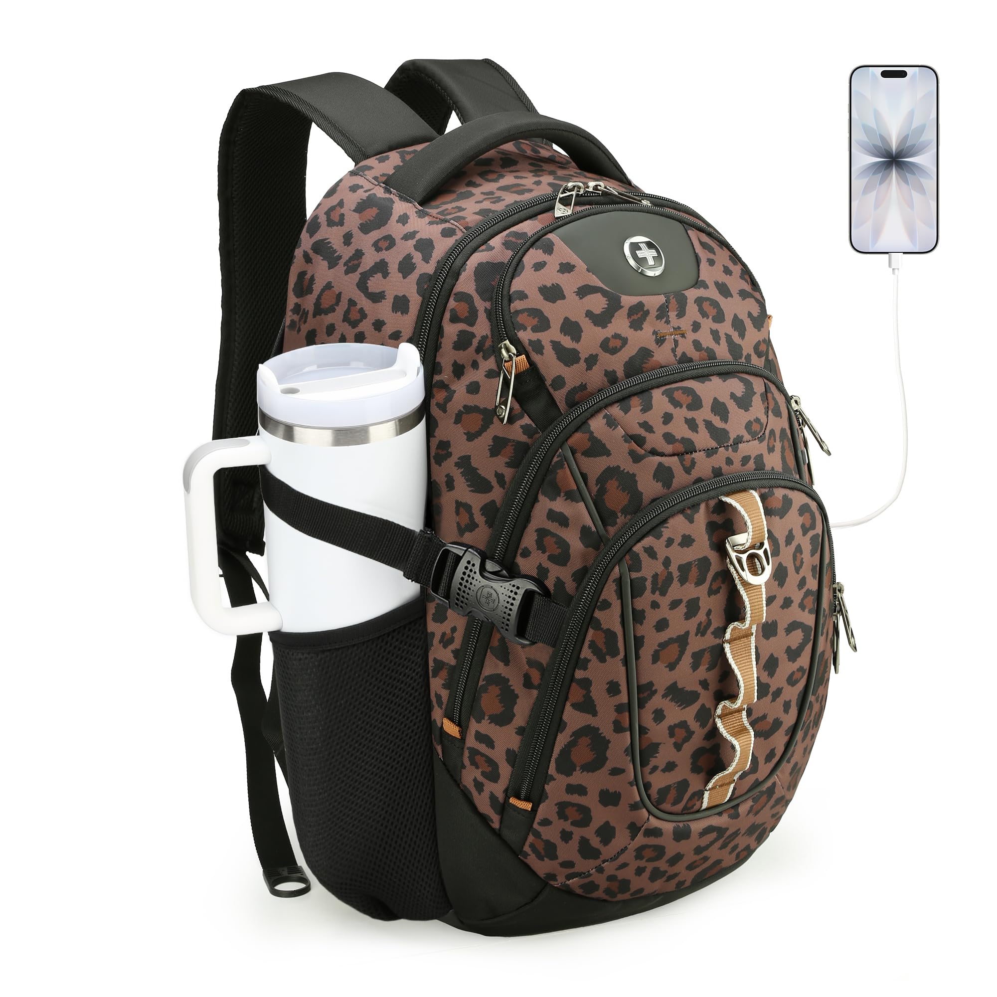 Swissdigital Design Laptop Backpack with USB Charging Port, Travel Backpack Fits 15.6 inches Computer, 31L College School Backpack for Men, Black | SD803-01