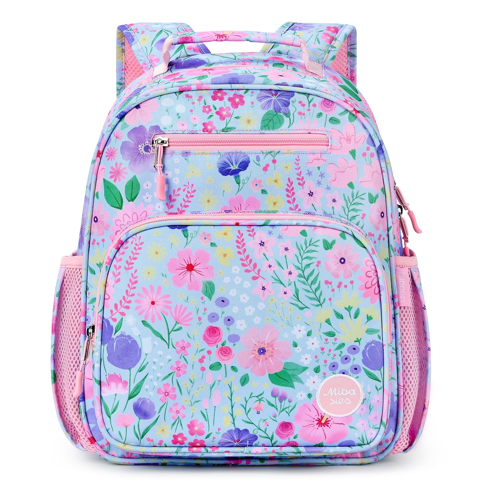 mibasies Kids Backpack for Girls: Girls Backpack 5-8 - Kindergarten Elementary School Bookbag for Girl - Flower Pink