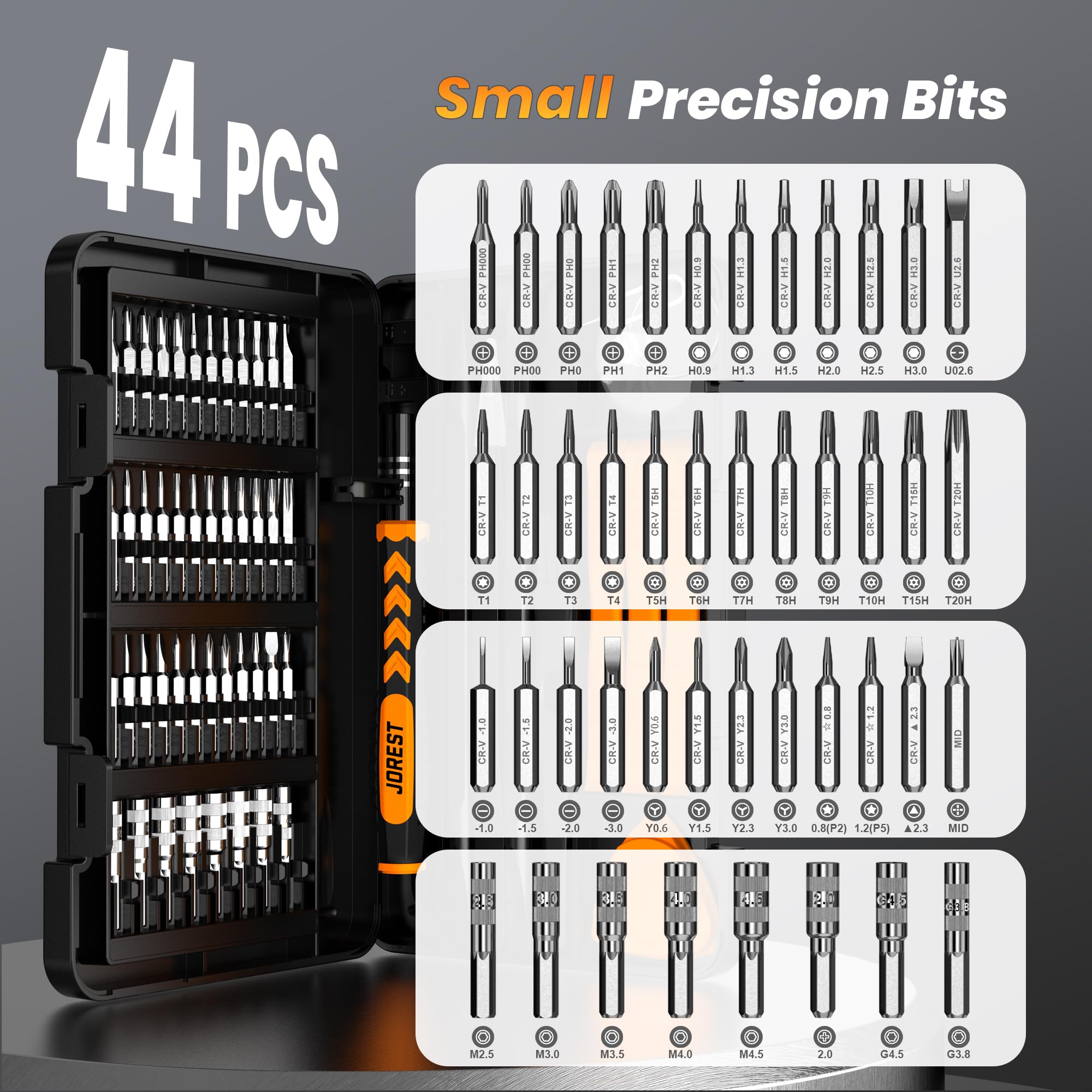 JOREST Small Precision Screwdriver Set with Torx Triwing Phillips, Mini Repair Tool Kit for Macbook, Computer, Laptop, PC, iPhone, PS5, Xbox, Switch, Glasses, Watch, Ring Doorbell, Electronics