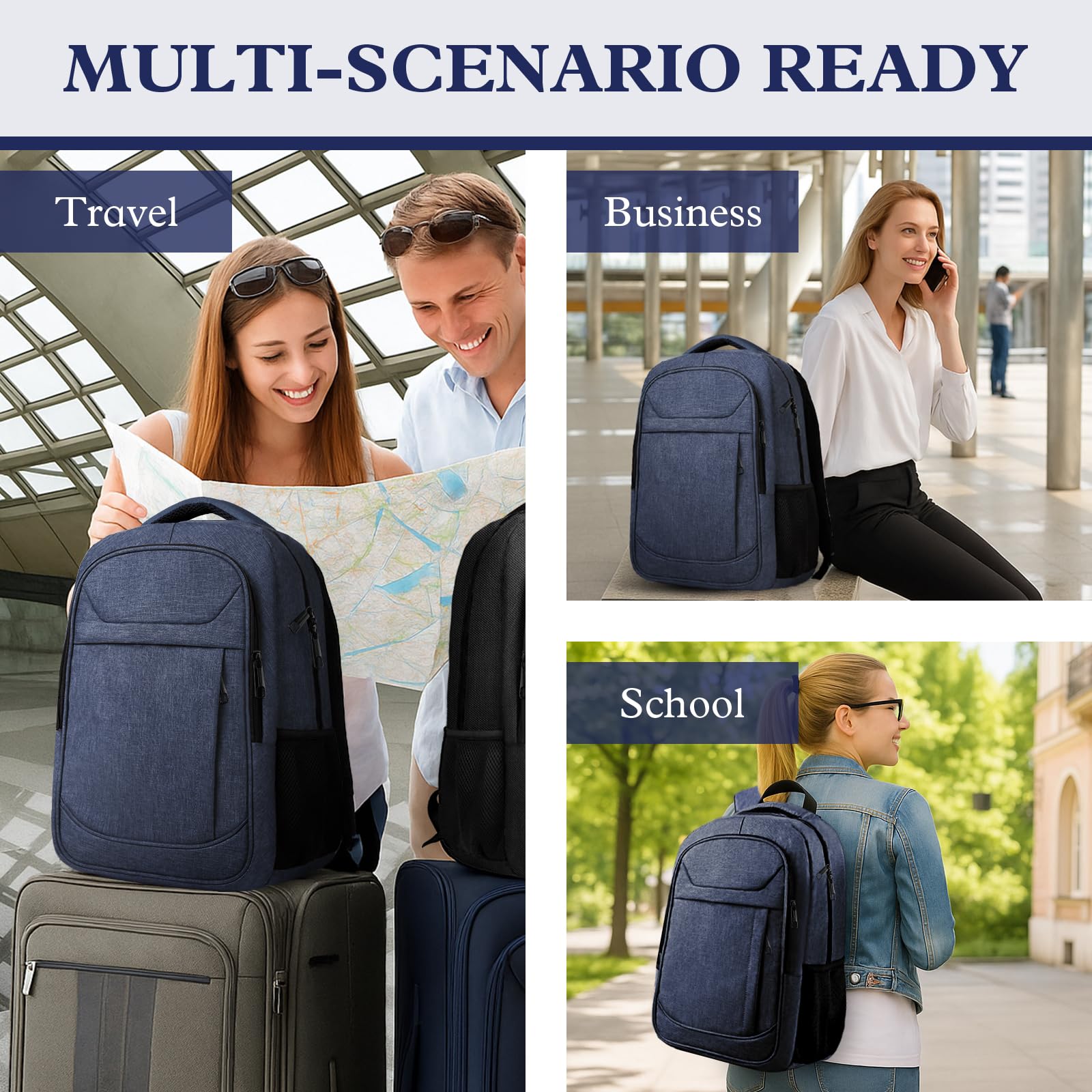 Travel Laptop Backpack 17 Inch, Sturdy Professional Travel Backpack for Men Women with LifetimeWarranty, Airline Approved Big Large Business Work College Computer Backpack, Black