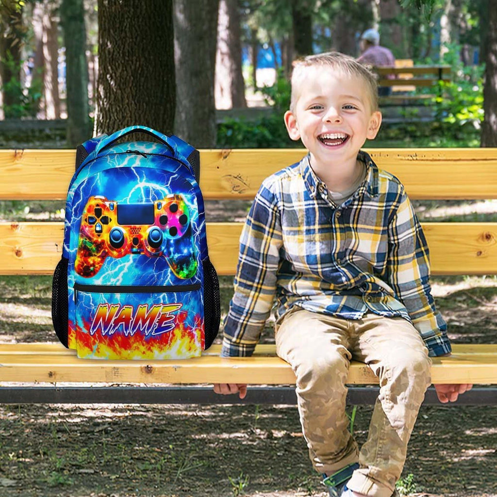 Dinosaur Backpack for Kids Personalized Boys Truck Bookbag with Name - 17 Inch Toddler School Bag with Padded Straps for Preschool Kindergarten Elementary