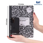 4 Pack - EPI Marble Hardcover Wide Ruled Composition Notebook | 200 Pages (100 Sheets), 9.75 x 7.5 in, Sturdy Sewn Binding | School, Office, Journaling, Notes