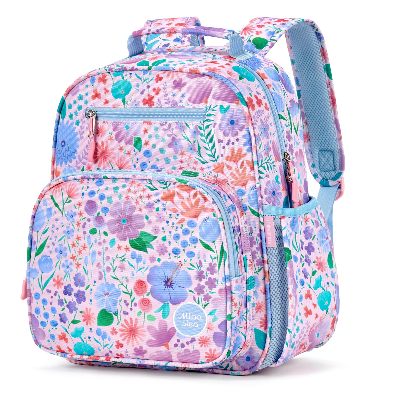 mibasies Kids Backpack for Girls: Girls Backpack 5-8 - Kindergarten Elementary School Bookbag for Girl - Flower Pink
