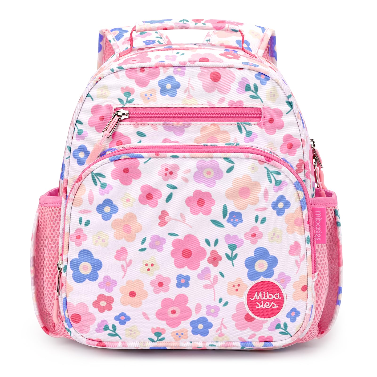 mibasies Kids Backpack for Girls: Girls Backpack 5-8 - Kindergarten Elementary School Bookbag for Girl - Flower Pink