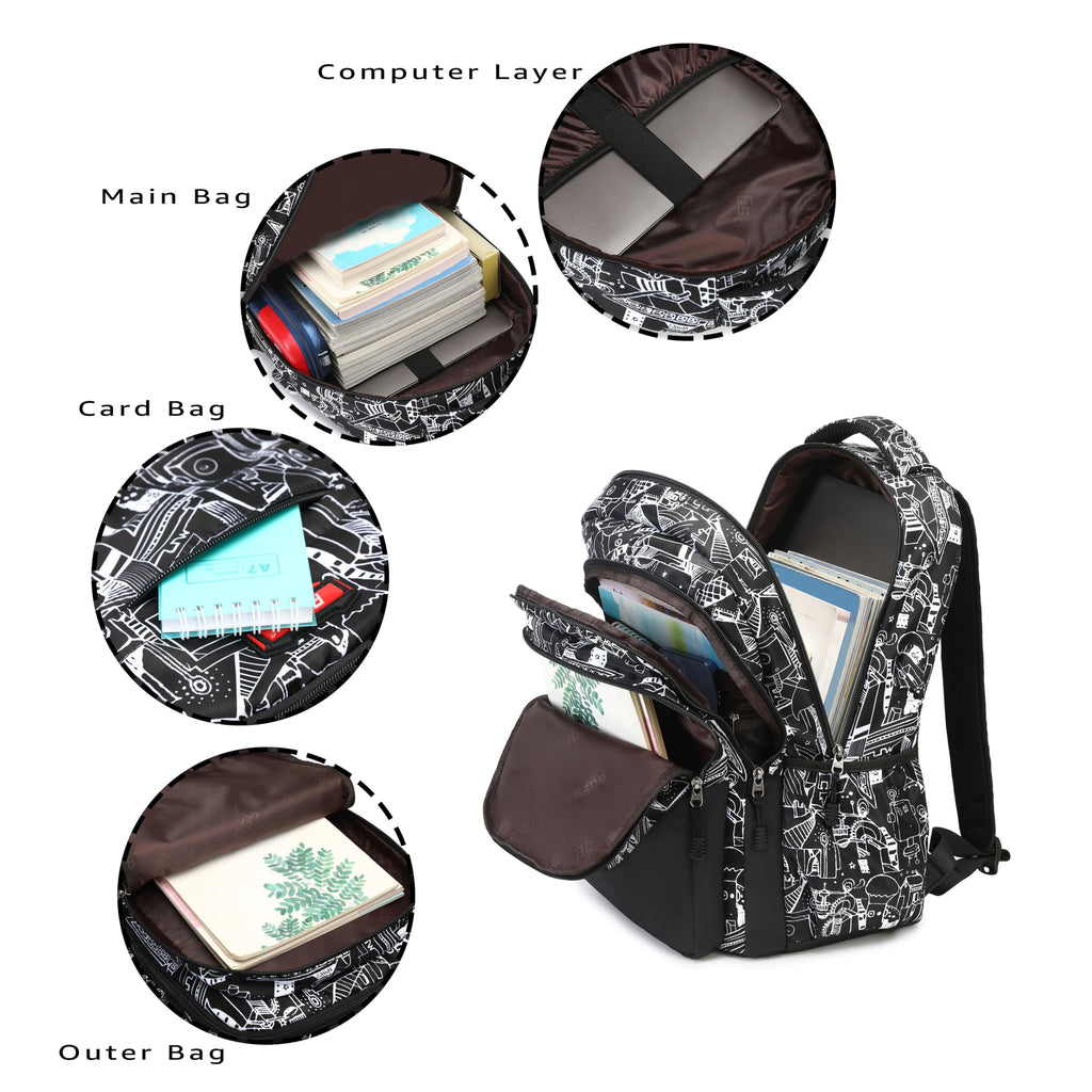 Asge Large Nylon Backpacks for Boys & Girls, Waterproof Satchel with Print, School Bags for 8-16 Years