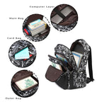 Asge Large Nylon Backpacks for Boys & Girls, Waterproof Satchel with Print, School Bags for 8-16 Years