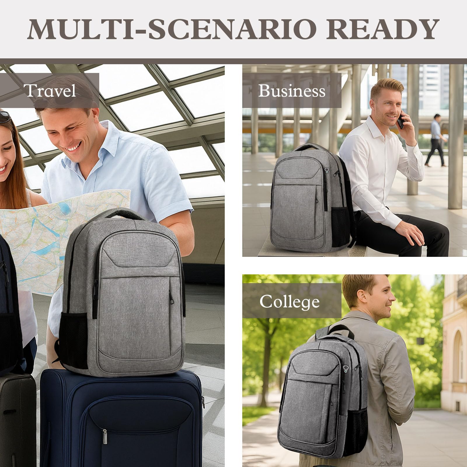 Travel Laptop Backpack 17 Inch, Sturdy Professional Travel Backpack for Men Women with LifetimeWarranty, Airline Approved Big Large Business Work College Computer Backpack, Black