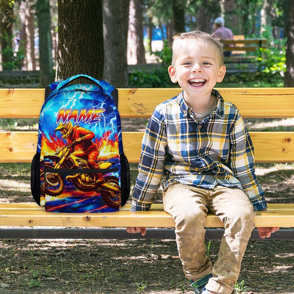 Dinosaur Backpack for Kids Personalized Boys Truck Bookbag with Name - 17 Inch Toddler School Bag with Padded Straps for Preschool Kindergarten Elementary