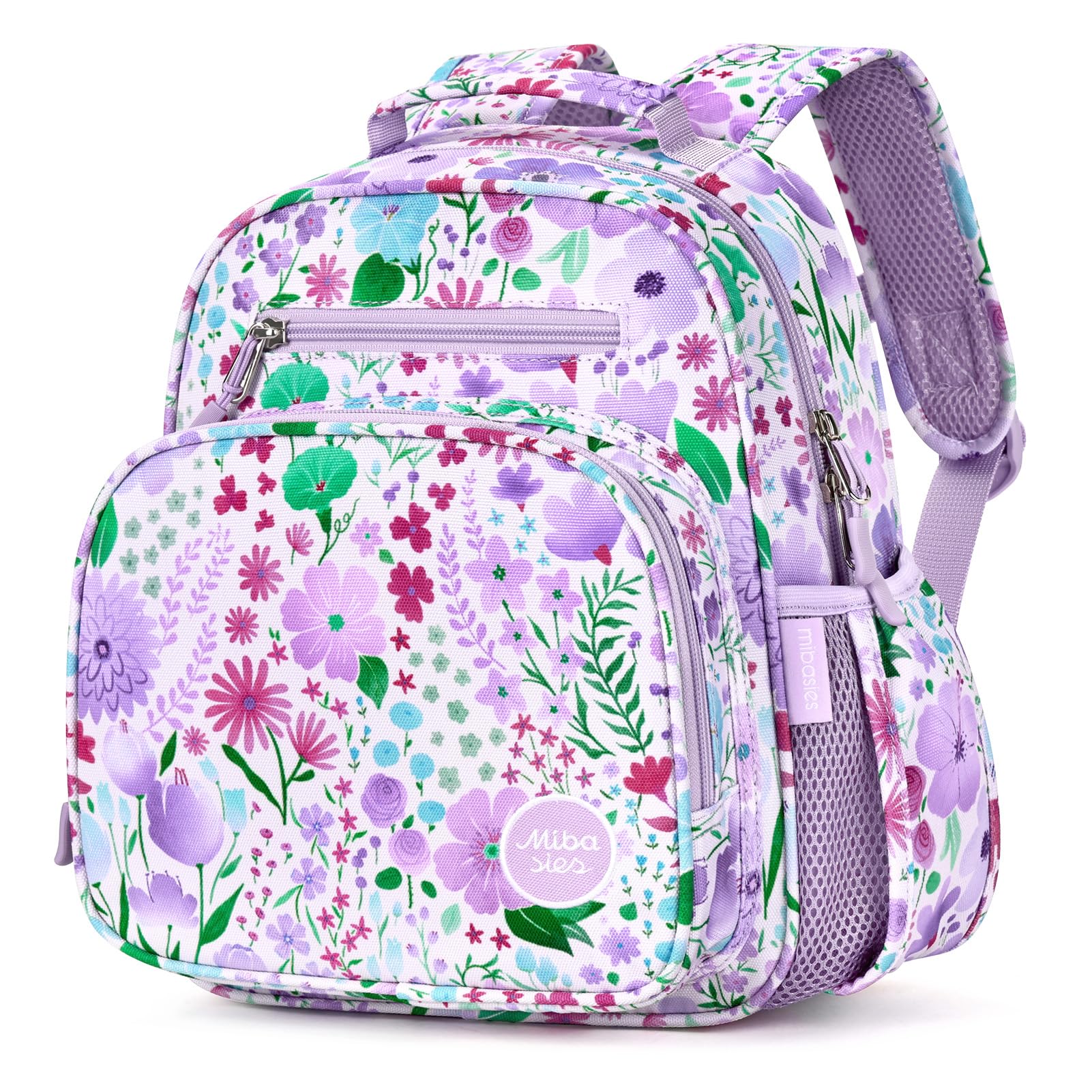 mibasies Kids Backpack for Girls: Girls Backpack 5-8 - Kindergarten Elementary School Bookbag for Girl - Flower Pink