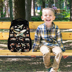 Boys Back Pack for Kids School Backpack with Airplane Print, 17 Inch Toddlers Bookbag with Padded Shoulder Straps, Lightweight Book Bag for Back to School Gifts