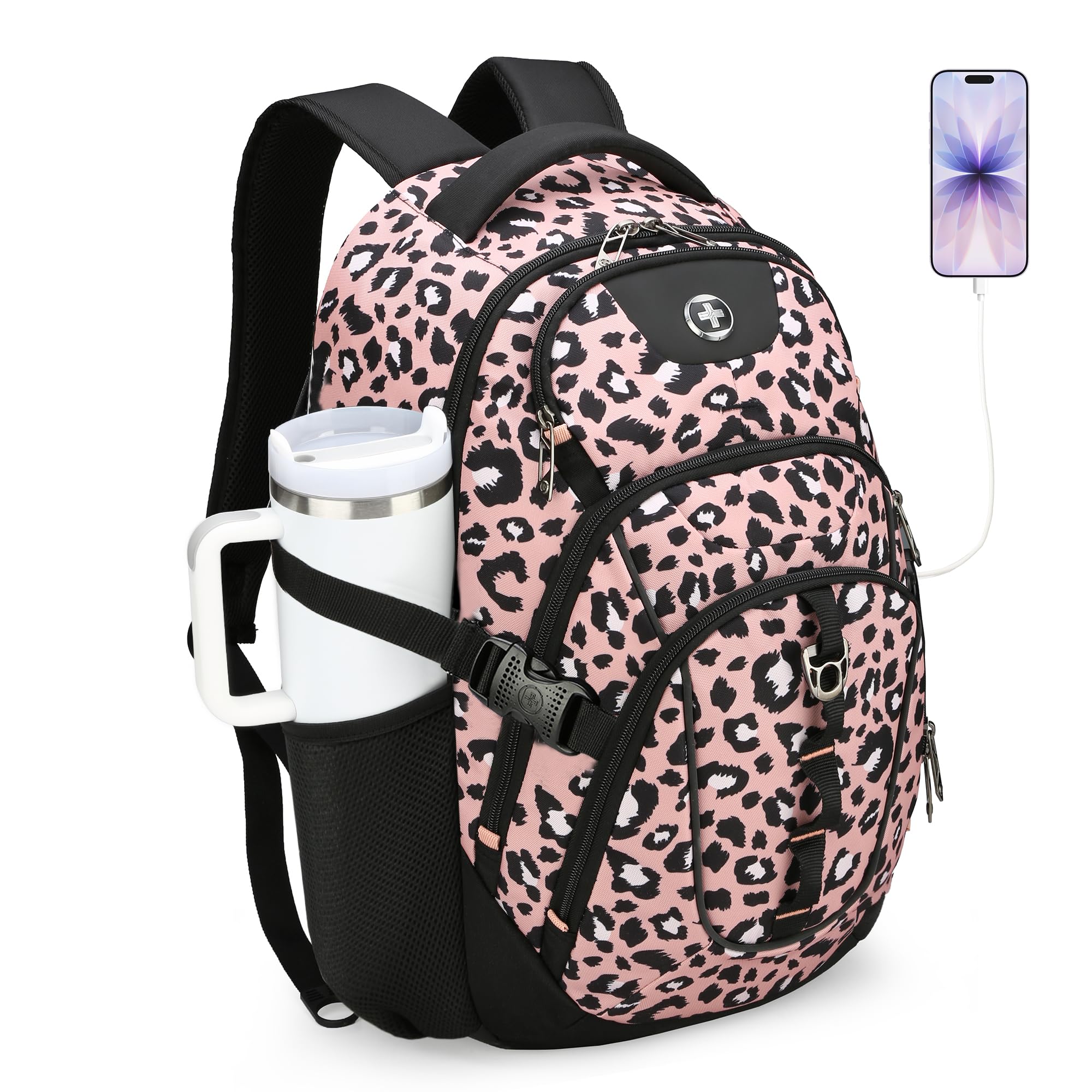 Swissdigital Design Laptop Backpack with USB Charging Port, Travel Backpack Fits 15.6 inches Computer, 31L College School Backpack for Men, Black | SD803-01