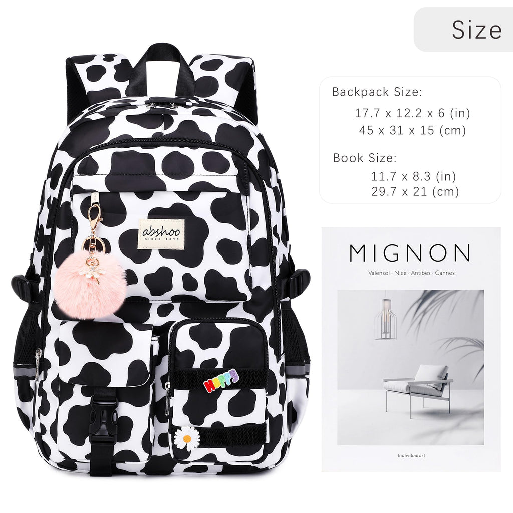 abshoo Big Student Laptop Backpack For College Women Middle High School Teen Girls Bookbag Travel Daypack (Black) | For College