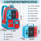 TILYTADLY School Backpack for Boys - Gamer Boys Backpack for Kids Children Elementary Middle School - Students Bag for Ages 6-18,17″ Video Game Bookbag Travel Back Pack