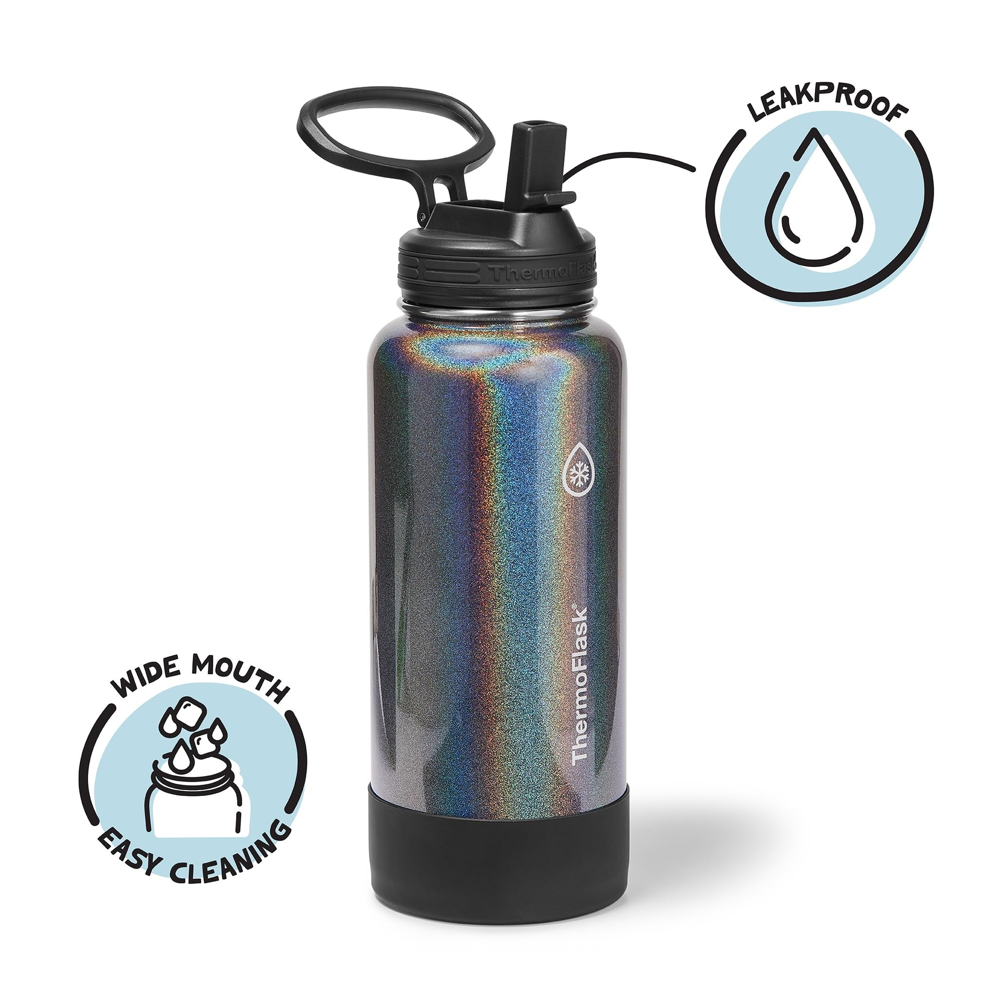 ThermoFlask Insulated Water Bottle with Straw Lid (24 oz, Purple Sunset) - Leakproof, Stainless Steel Water Bottle for Cold & Hot Drinks, Travel & Daily Hydration