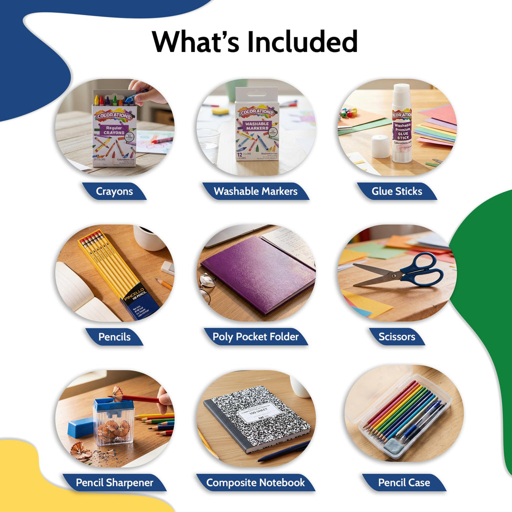 EPI Essentials Back to School Supplies for Kids 6th-12th Grade – 51 Items in Kit – Middle to High School Supply Packs – College-Ruled Bundle with Composition Notebooks – Suitable for Homeschooling