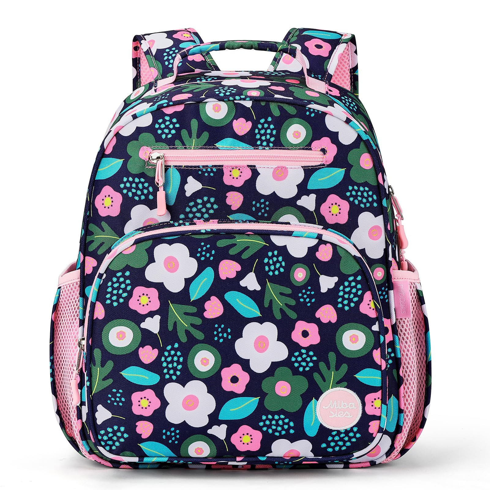 mibasies Kids Backpack for Girls: Girls Backpack 5-8 - Kindergarten Elementary School Bookbag for Girl - Flower Pink