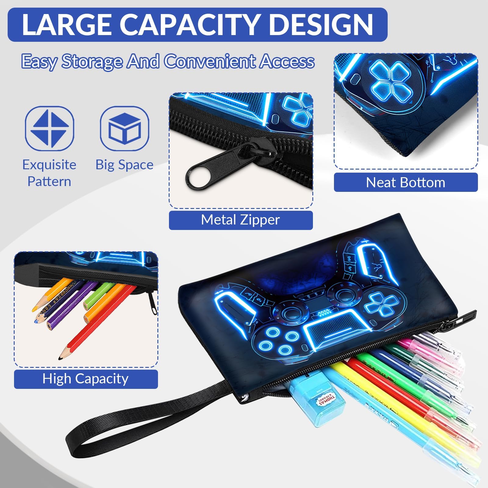School Backpack for Boys - Gamer Boys Backpack for Kids Children Teens Elementary Middle School - 17″ Video Game Bookbag Travel Back Pack for Age 6-18