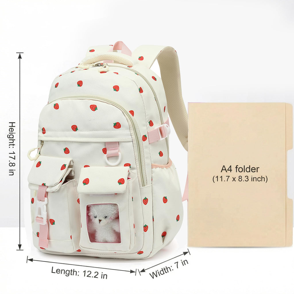 PRLINJSK Girls Backpack，Cute School Backpack for Girls Kids Teens，Kawaii Bookbag for Primary Elementary，Purple
