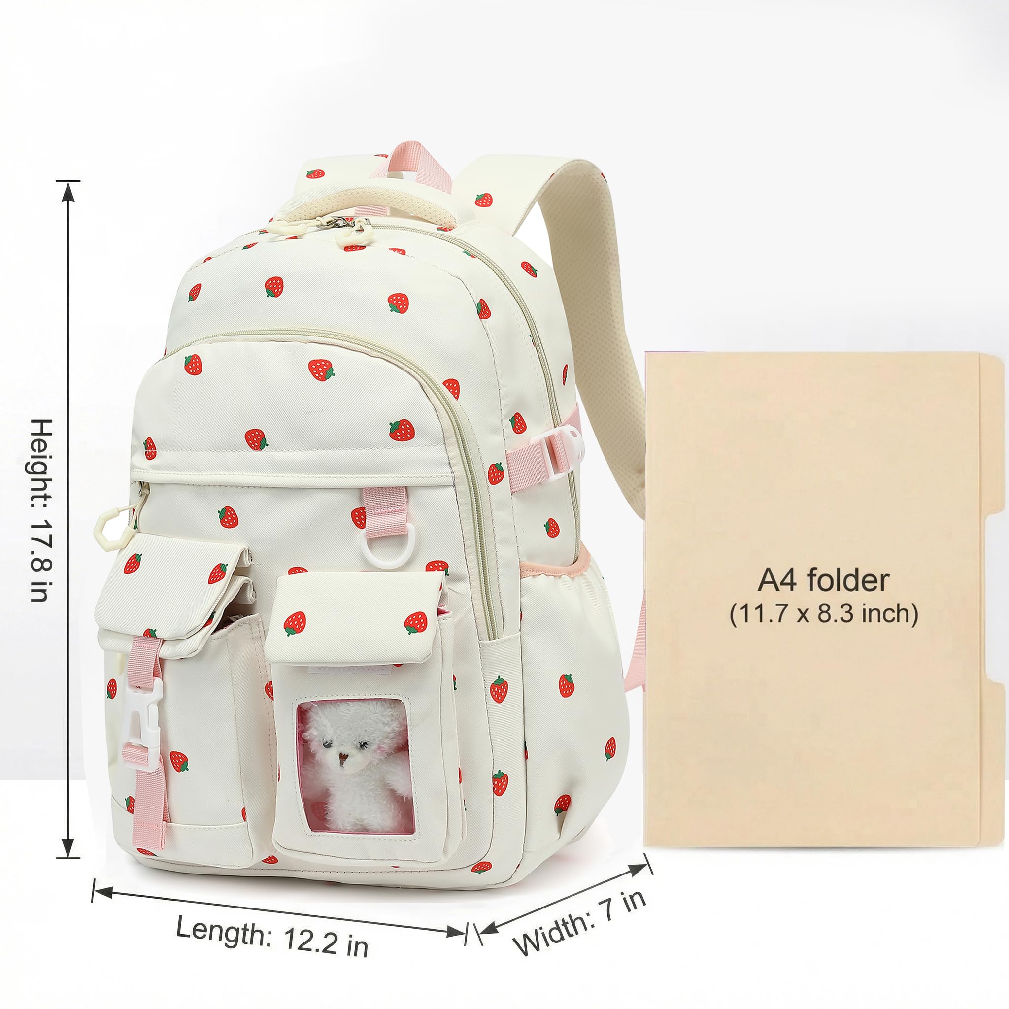 PRLINJSK Girls Backpack，Cute School Backpack for Girls Kids Teens，Kawaii Bookbag for Primary Elementary，Purple