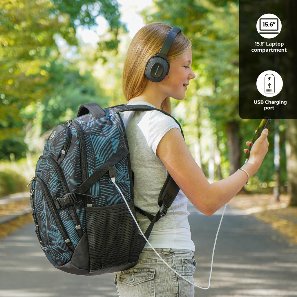 Swissdigital Design Laptop Backpack with USB Charging Port, Travel Backpack Fits 15.6 inches Computer, 31L College School Backpack for Men, Black | SD803-01