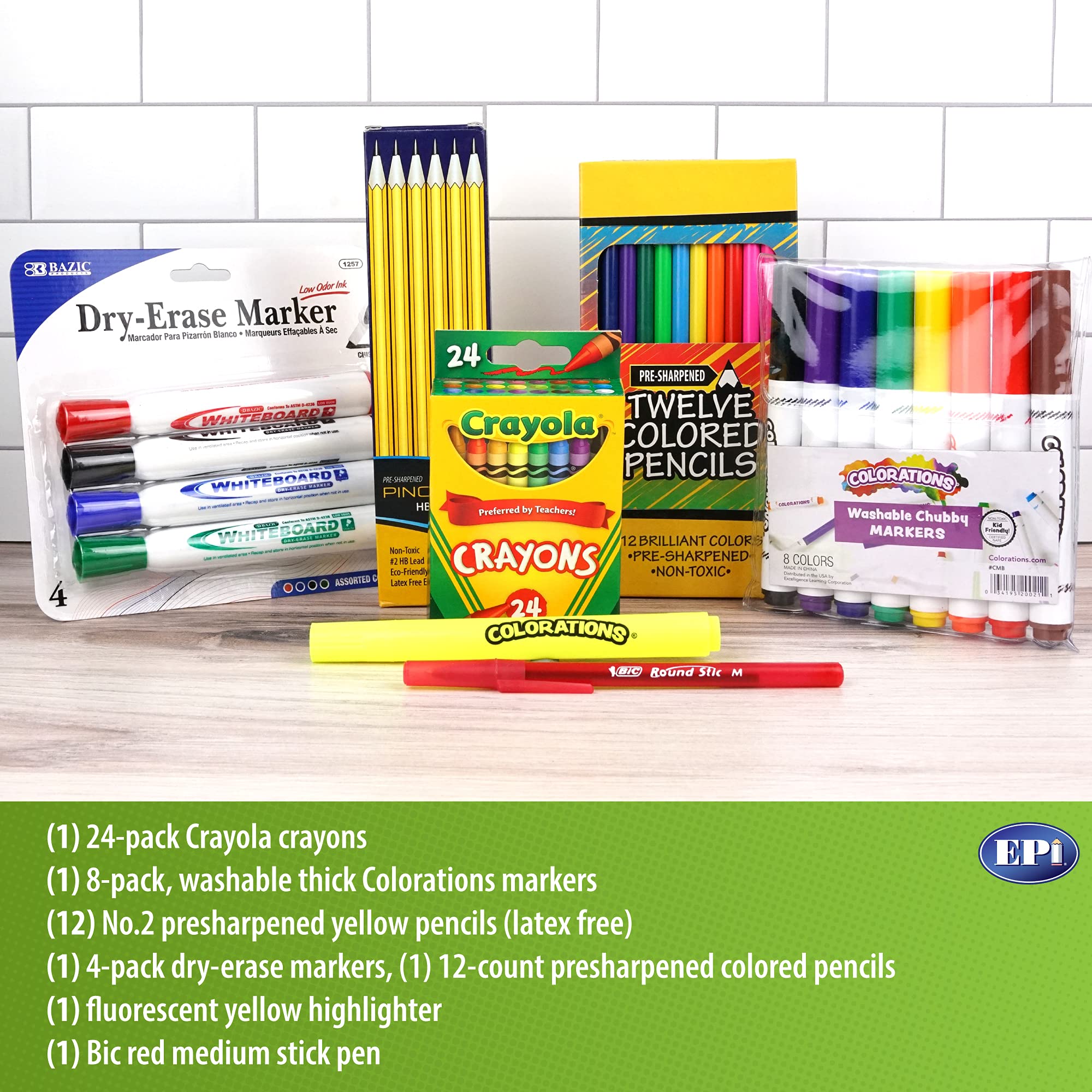 EPI Essentials Back to School Supplies for Kids 6th-12th Grade – 51 Items in Kit – Middle to High School Supply Packs – College-Ruled Bundle with Composition Notebooks – Suitable for Homeschooling