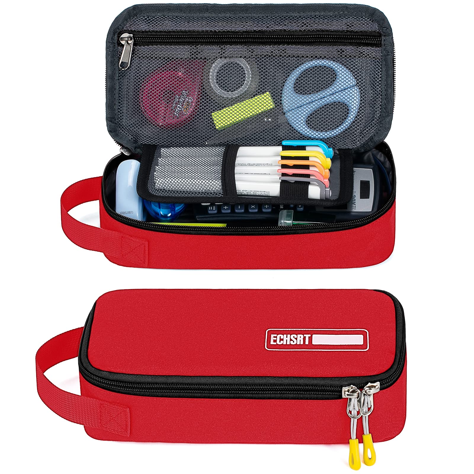 ECHSRT Large Pencil Case, Aesthetic Pen Pouch with Big Capacity, Minimalist Portable Stationery Bag with Handle for Office Organizer Aesthetic Pencil Cases
