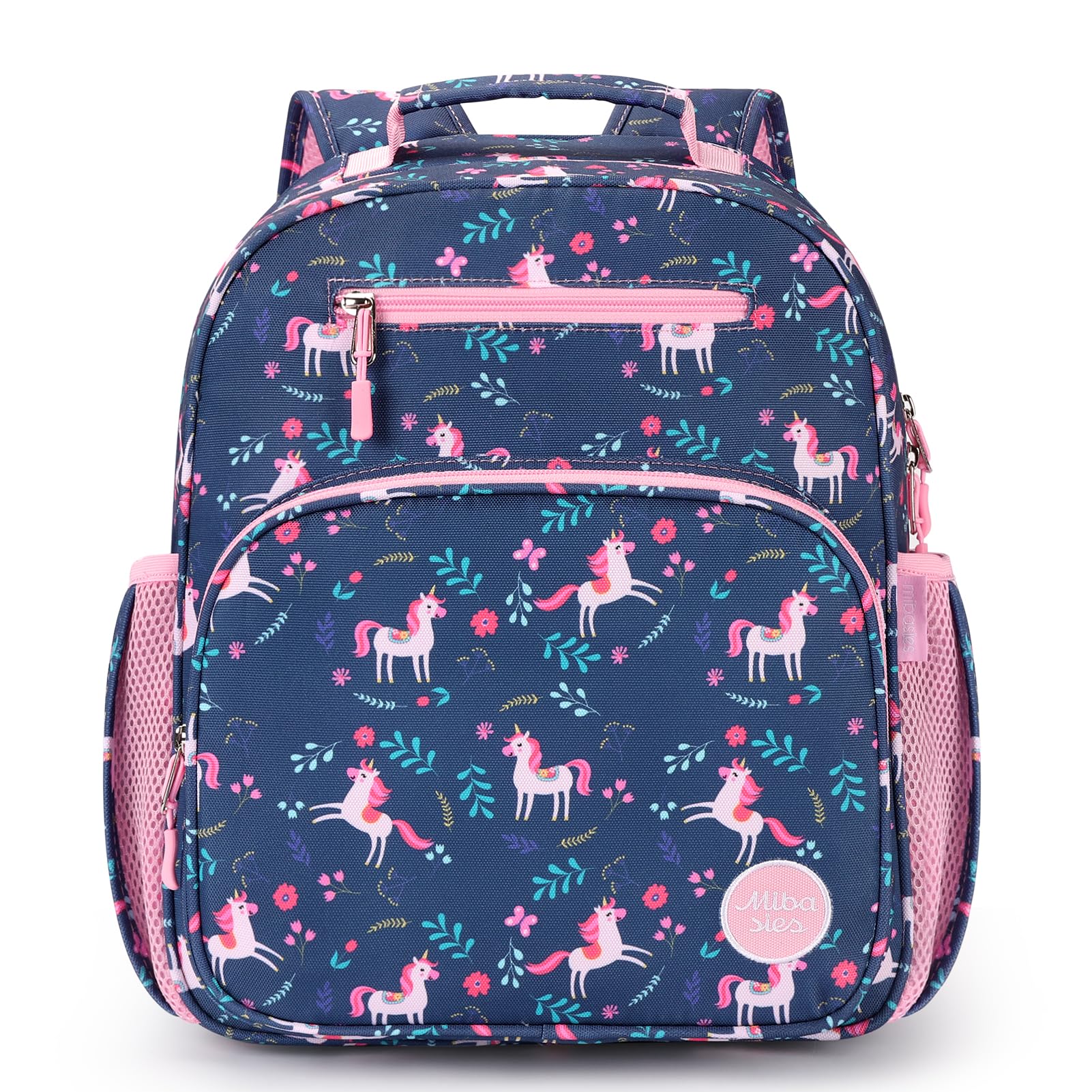 mibasies Kids Backpack for Girls: Girls Backpack 5-8 - Kindergarten Elementary School Bookbag for Girl - Flower Pink