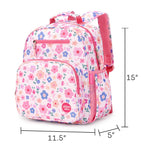 mibasies Kids Backpack for Girls: Girls Backpack 5-8 - Kindergarten Elementary School Bookbag for Girl - Flower Pink