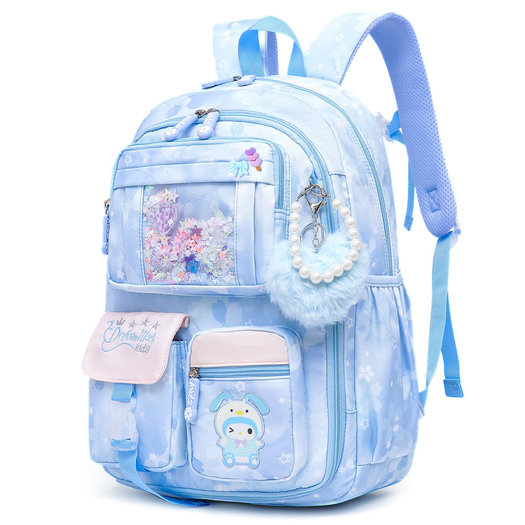 Lovely Girls Backpack School Bag for Students Kids Book Bag with Multiple Pockets Splash-proof Children's Backpack（17inch Pink）