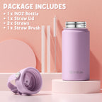 Fimibuke Kids Insulated Water Bottle, 14oz BPA FREE 18/8 Stainless Steel Travel Tumbler Double Wall Vacuum Leak Proof Kids Cup with Straw Metal Water Bottle for School Boys Girls(1 Pack, Rainbow)