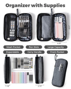 Four Candies 39 PCS Aesthetic Stationery Set with Cute Pen Case, College Supplies and Nursing Essentials, 12 Pastel Highlighters, 5 Black Gel Pens, 6 Mechanical Pencils, Pink