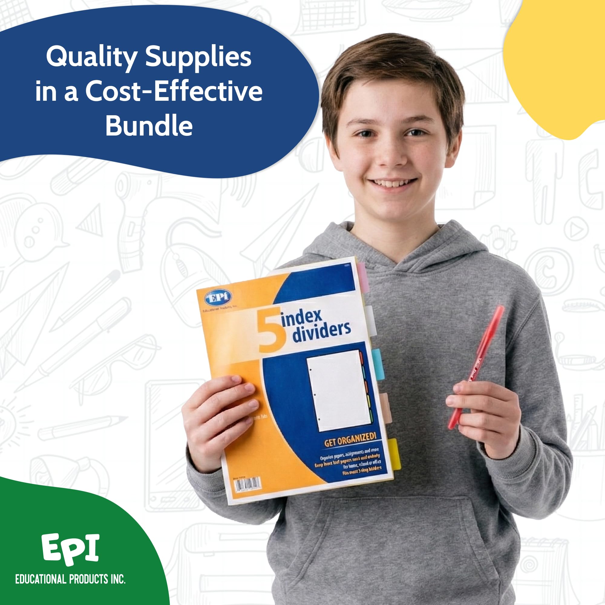 EPI Essentials Back to School Supplies for Kids 6th-12th Grade – 51 Items in Kit – Middle to High School Supply Packs – College-Ruled Bundle with Composition Notebooks – Suitable for Homeschooling