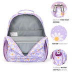 mibasies Kids Backpack for Girls: Girls Backpack 5-8 - Kindergarten Elementary School Bookbag for Girl - Flower Pink