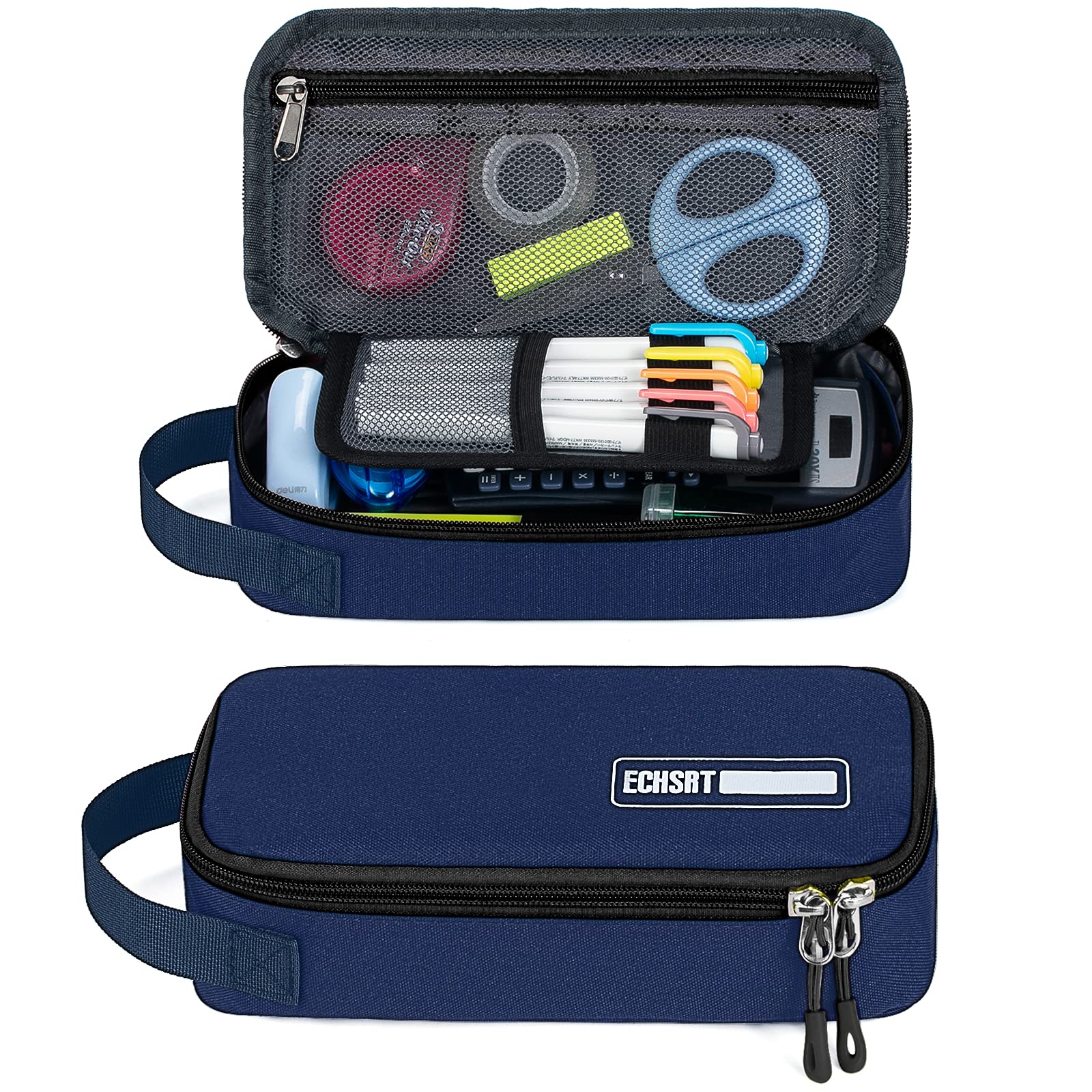 ECHSRT Large Pencil Case, Aesthetic Pen Pouch with Big Capacity, Minimalist Portable Stationery Bag with Handle for Office Organizer Aesthetic Pencil Cases