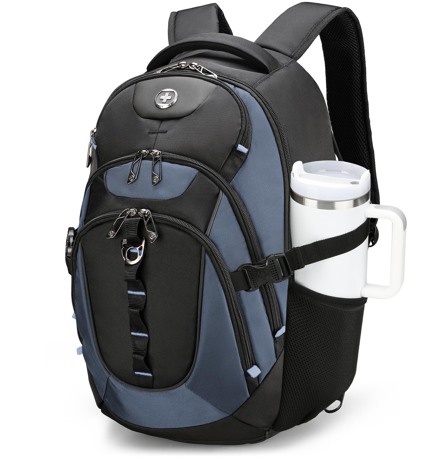 Swissdigital Design Laptop Backpack with USB Charging Port, Travel Backpack Fits 15.6 inches Computer, 31L College School Backpack for Men, Black | SD803-01