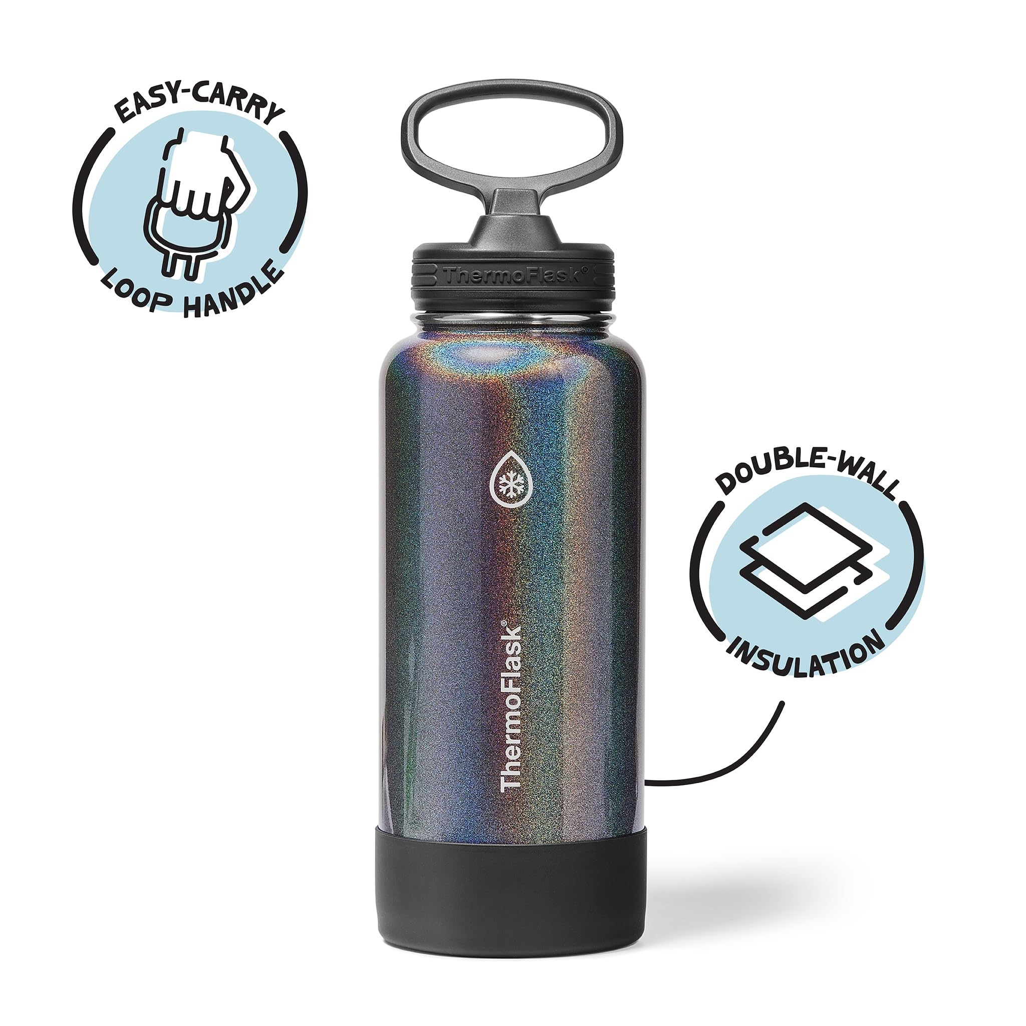 ThermoFlask Insulated Water Bottle with Straw Lid (24 oz, Purple Sunset) - Leakproof, Stainless Steel Water Bottle for Cold & Hot Drinks, Travel & Daily Hydration