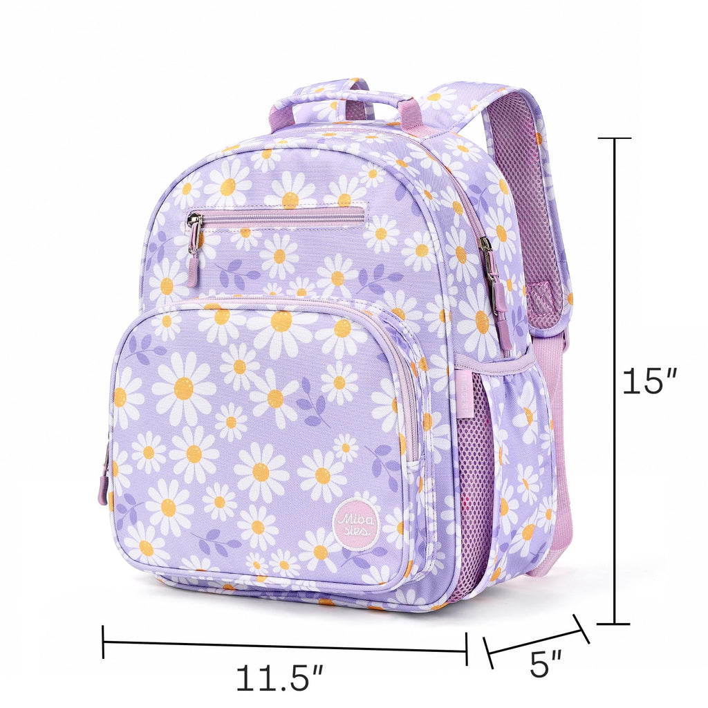 mibasies Kids Backpack for Girls: Girls Backpack 5-8 - Kindergarten Elementary School Bookbag for Girl - Flower Pink