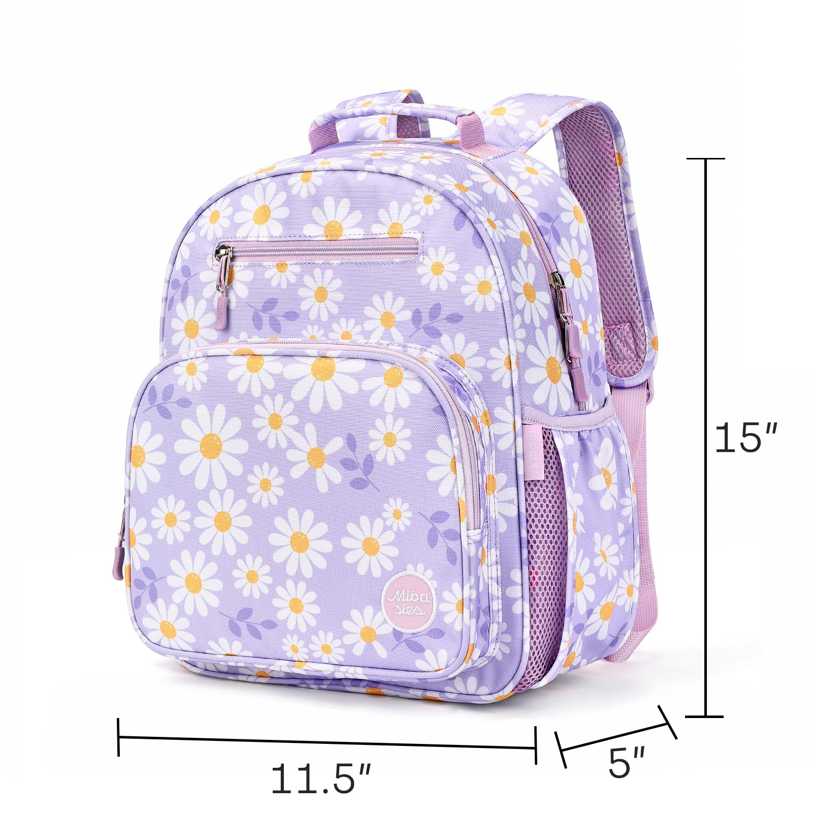 mibasies Kids Backpack for Girls: Girls Backpack 5-8 - Kindergarten Elementary School Bookbag for Girl - Flower Pink