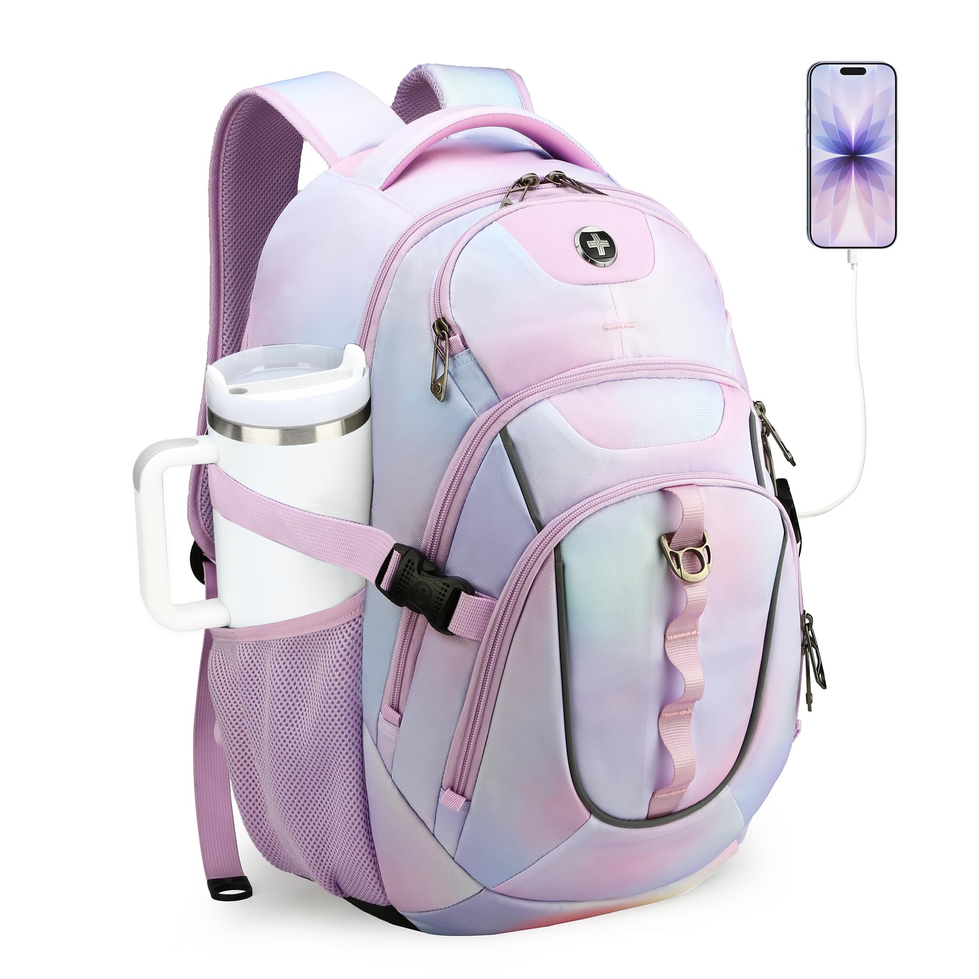 Swissdigital Design Laptop Backpack with USB Charging Port, Travel Backpack Fits 15.6 inches Computer, 31L College School Backpack for Men, Black | SD803-01