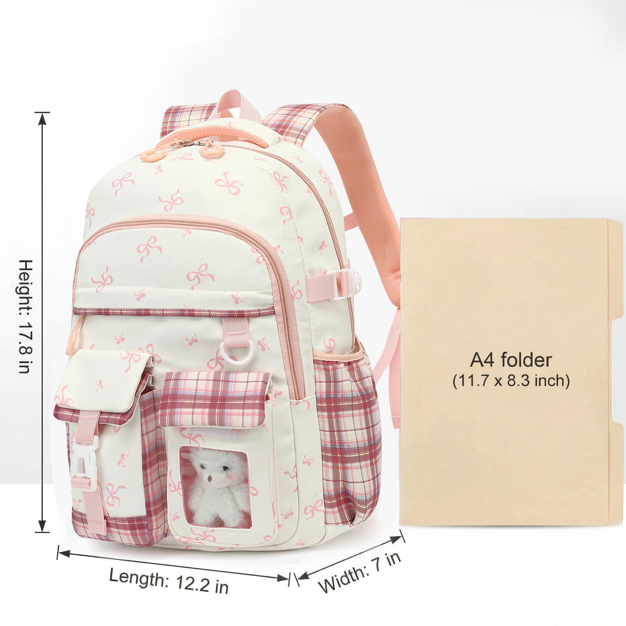 PRLINJSK Girls Backpack，Cute School Backpack for Girls Kids Teens，Kawaii Bookbag for Primary Elementary，Purple