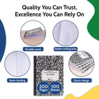 4 Pack - EPI Marble Hardcover Wide Ruled Composition Notebook | 200 Pages (100 Sheets), 9.75 x 7.5 in, Sturdy Sewn Binding | School, Office, Journaling, Notes
