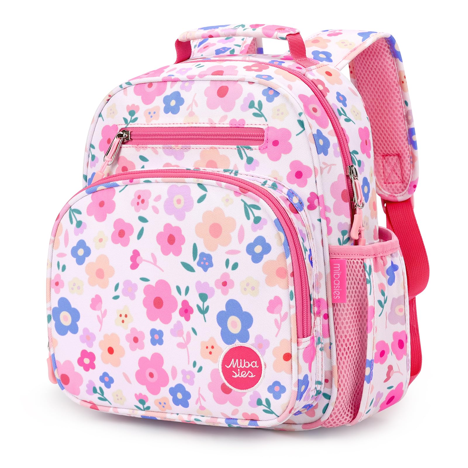 mibasies Kids Backpack for Girls: Girls Backpack 5-8 - Kindergarten Elementary School Bookbag for Girl - Flower Pink