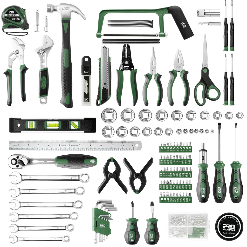 Prostormer 259-Piece Tool Kit, General Household Hand Tool Set with Plastic Storage Toolbox, Portable Complete Repair Tool Box for Home and Car (Blue)