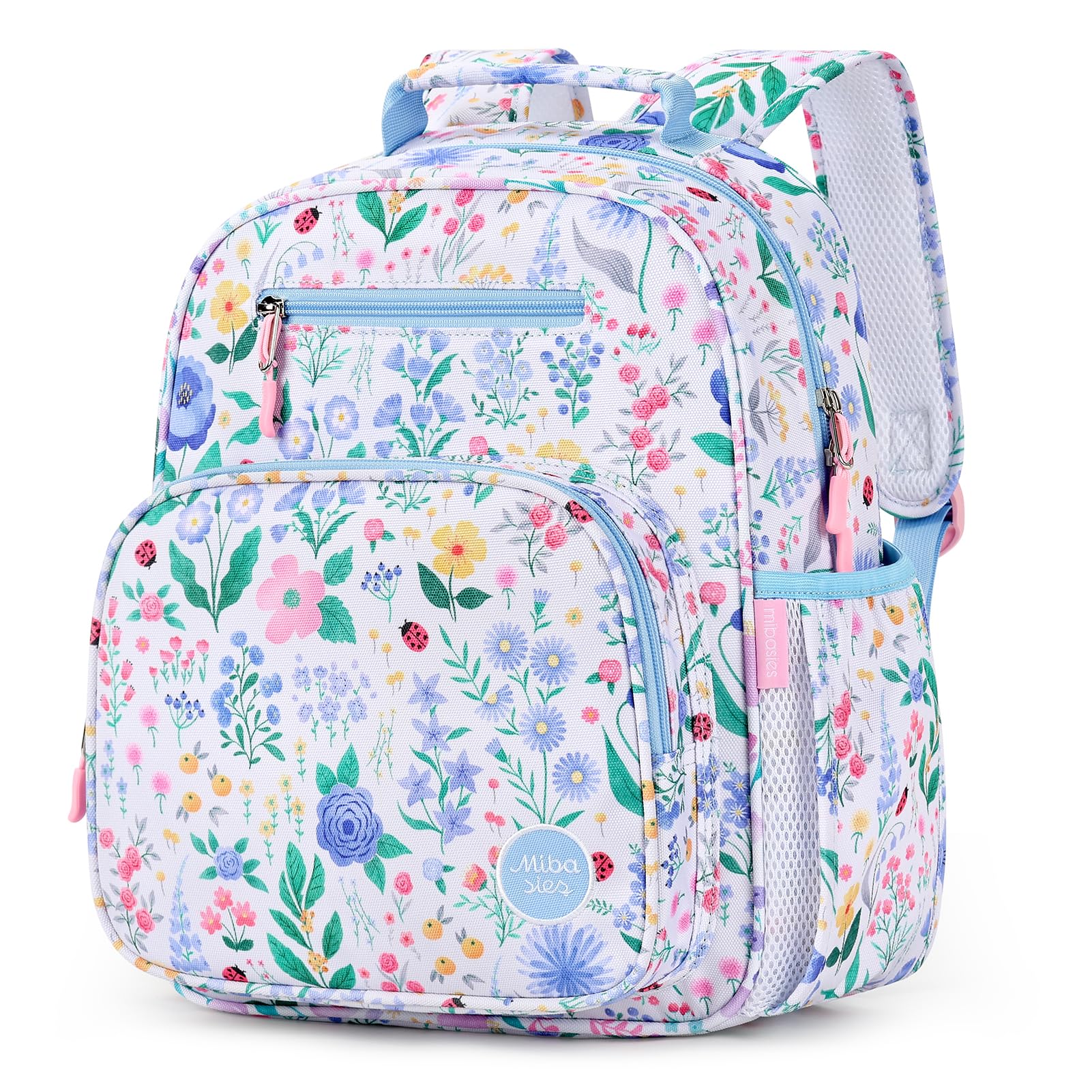 mibasies Kids Backpack for Girls: Girls Backpack 5-8 - Kindergarten Elementary School Bookbag for Girl - Flower Pink
