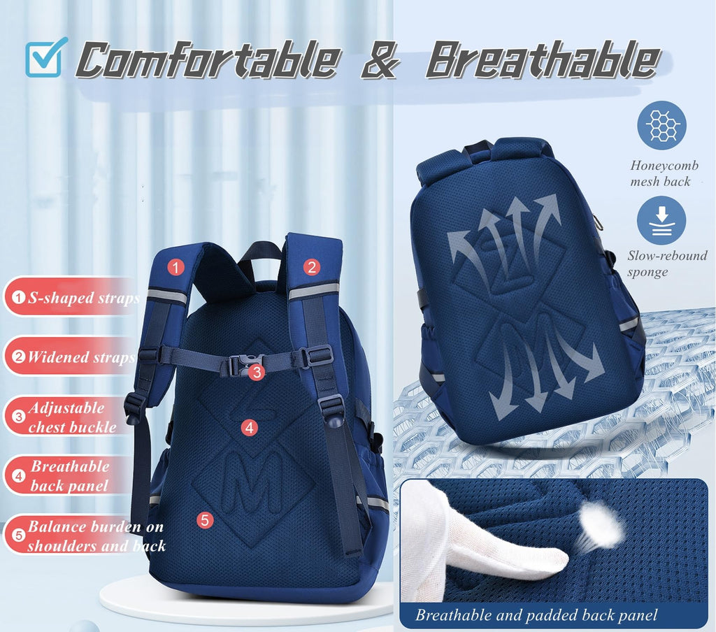 Bansusu Boys Backpack for Kids School Bag, Primary Middle School Backpack for Boys Bookbags