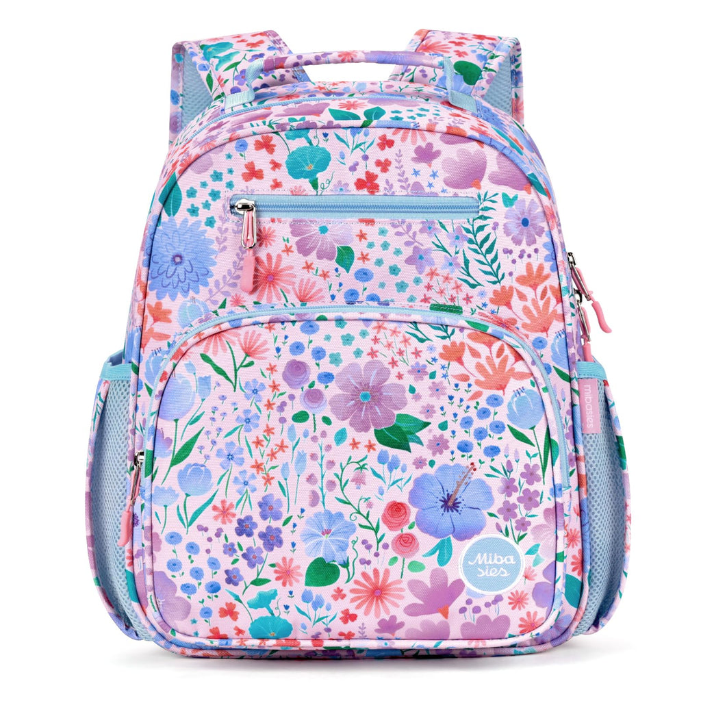 mibasies Kids Backpack for Girls: Girls Backpack 5-8 - Kindergarten Elementary School Bookbag for Girl - Flower Pink
