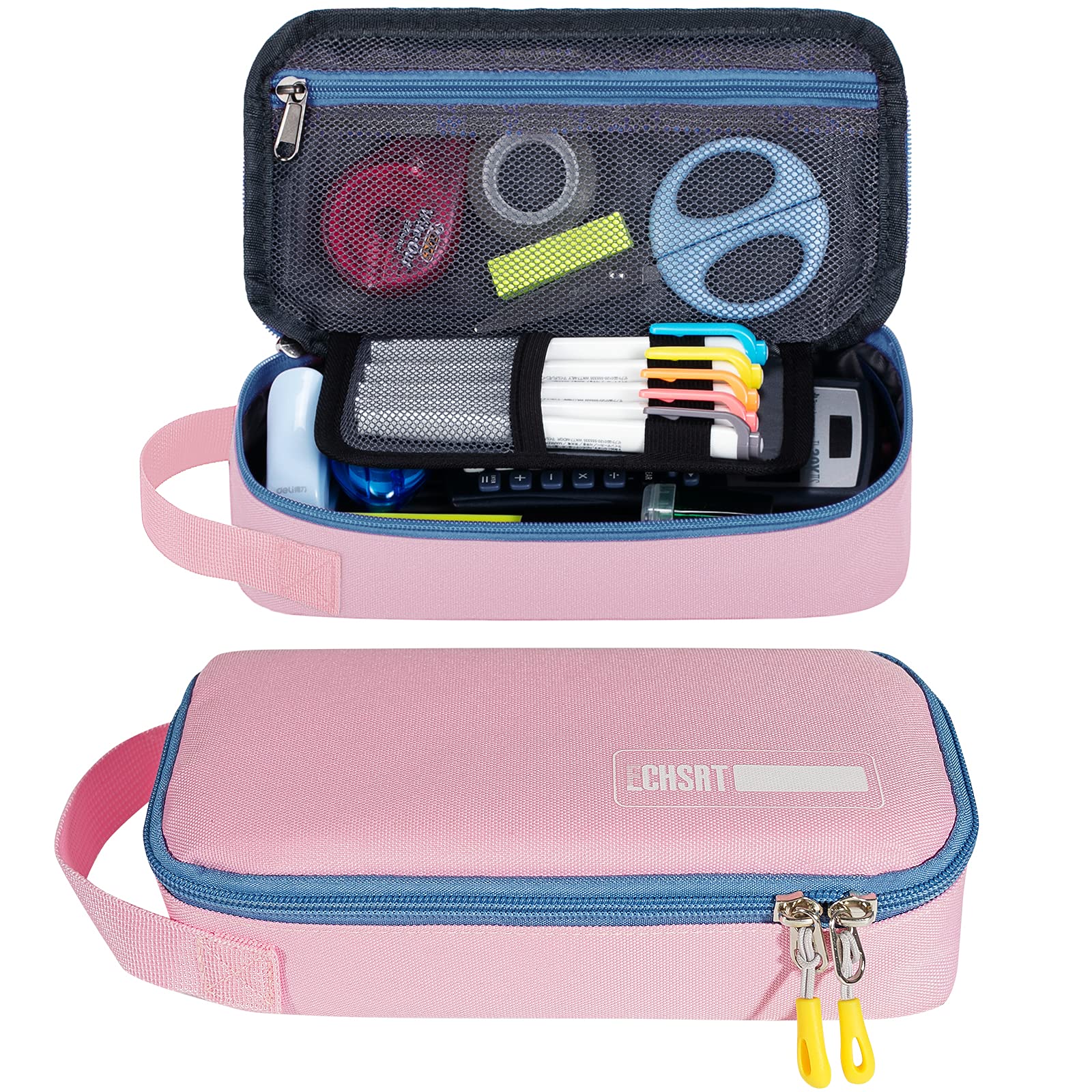 ECHSRT Large Pencil Case, Aesthetic Pen Pouch with Big Capacity, Minimalist Portable Stationery Bag with Handle for Office Organizer Aesthetic Pencil Cases