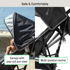 Ingenuity 3D Mini Convenience Stroller – Lightweight Stroller with Compact Fold, Multi-Position Recline, Canopy with Pop Out Sun Visor and More – Umbrella Stroller for Travel, Pink